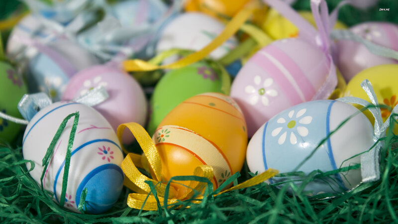 Decorated Easter Eggs — Green, Festive, Spring, Photograph, Ribbons, Grass