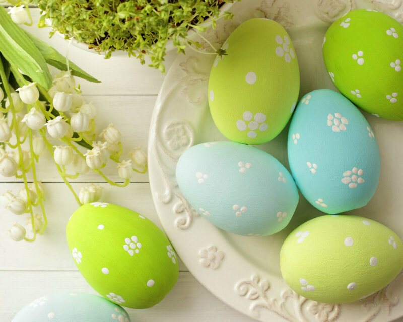 Decorated Easter Eggs — Green, Serene, Spring, Photograph, Flowers
