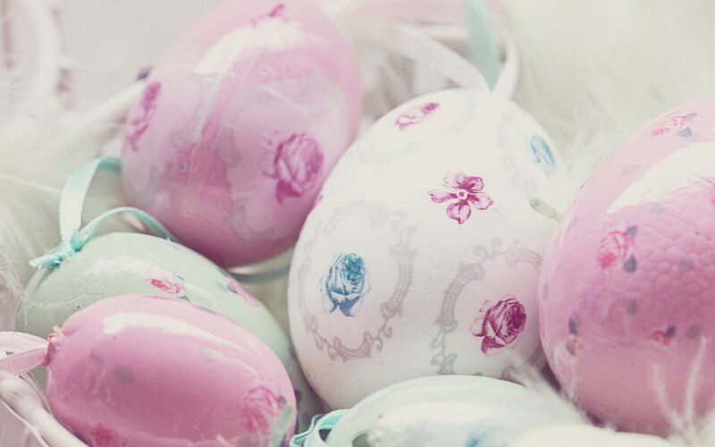 decorated easter eggs in basket
