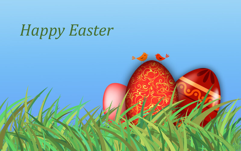 Decorated Easter Eggs in Grass — Blue