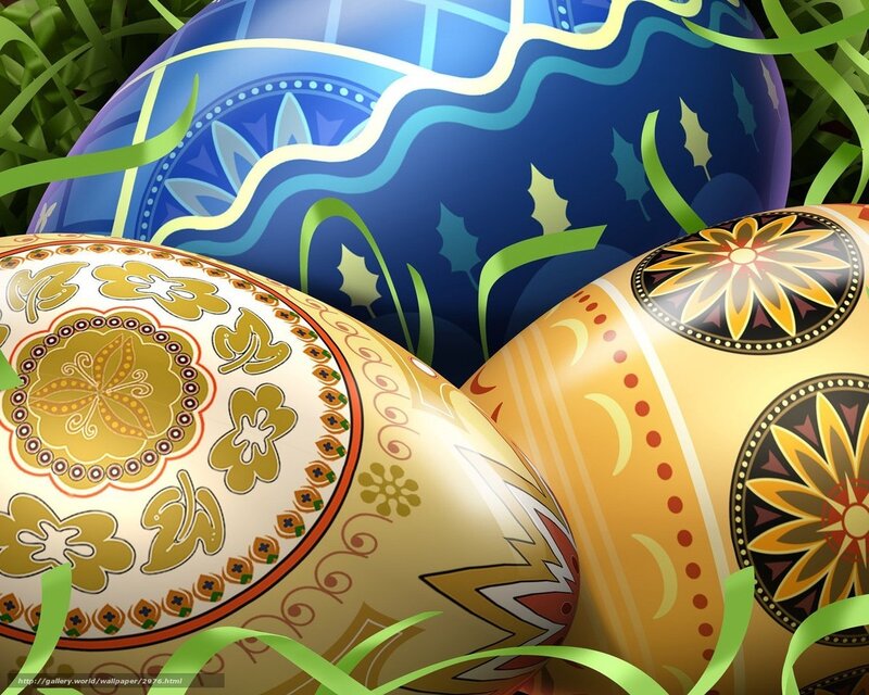 Decorated Easter eggs in grass