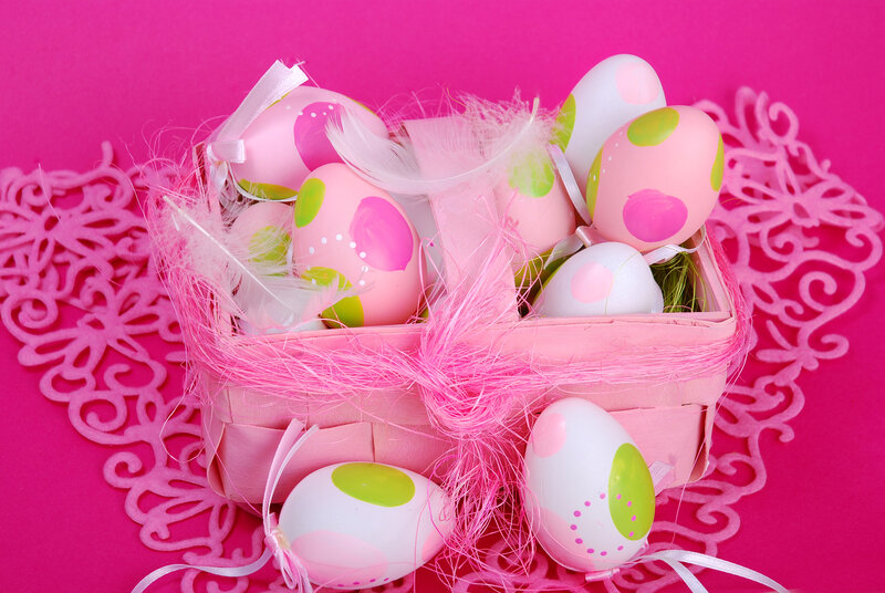 Decorated Easter Eggs — Pink, Festive, Photograph, Basket