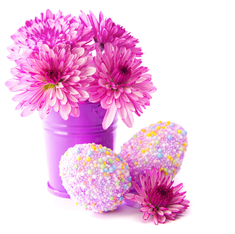 Decorated Easter Eggs — Pink, Festive, Photograph, Flowers