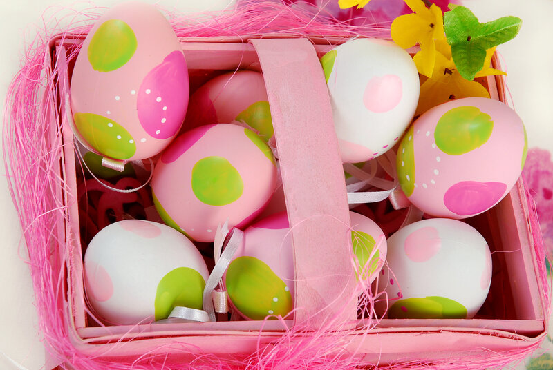 Decorated Easter Eggs — Pink, Festive, Spring, Photograph, Basket