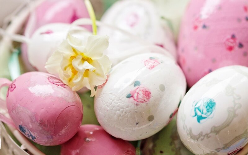 Decorated Easter Eggs — Pink, Festive, Spring, Photograph, Flower