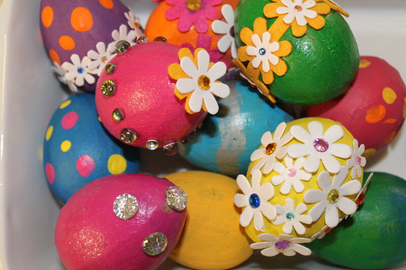 Decorated Easter Eggs — Pink, Festive, Spring, Photograph, Flowers, Gems