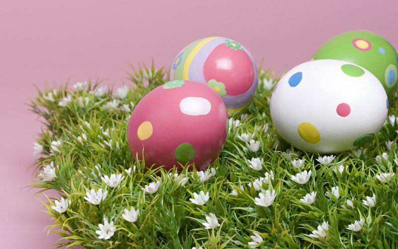 Decorated Easter Eggs — Pink, Festive, Spring, Photograph, Grass