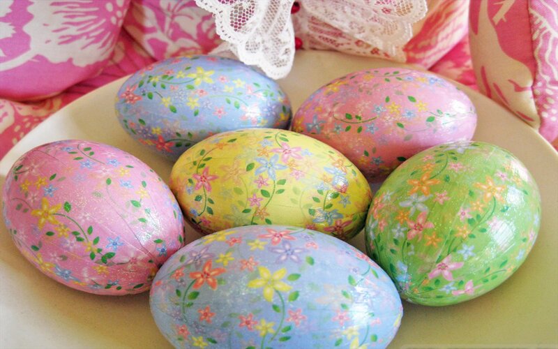 Decorated Easter Eggs — Pink, Festive, Spring, Photograph, Plate