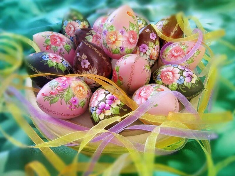 Decorated Easter Eggs — Pink, Festive, Spring, Photograph, Ribbons