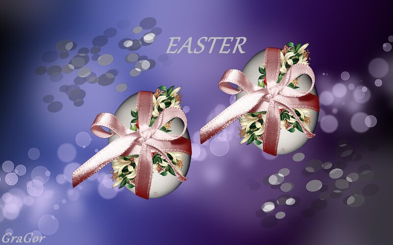 Decorated Easter Eggs — Purple, Festive, Spring, Digital Art