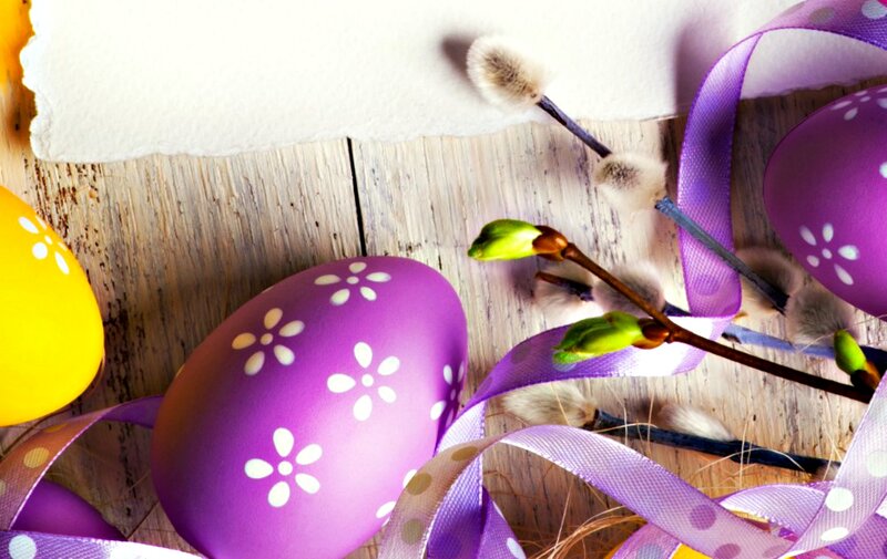 Decorated Easter Eggs — Purple, Festive, Spring, Photograph, Ribbons