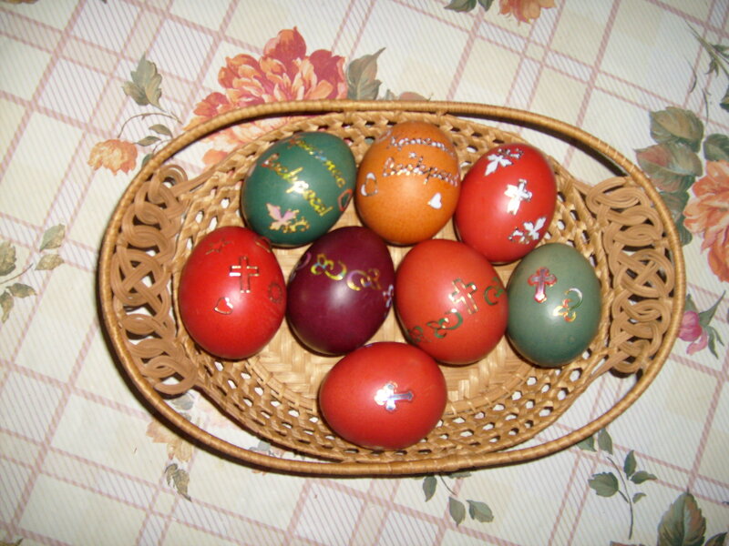 Decorated Easter Eggs — Red, Festive, Photograph, Basket