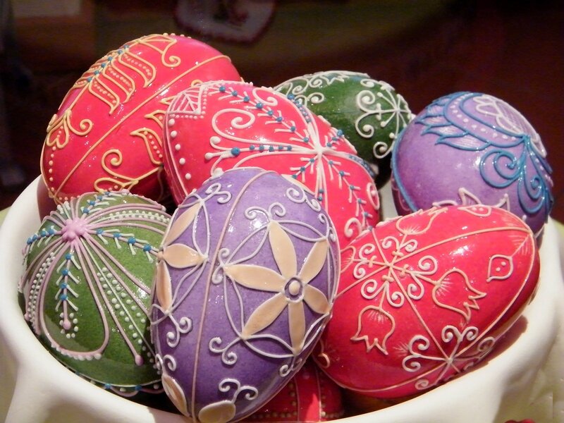 Decorated Easter Eggs — Red, Festive, Photograph, Bowl