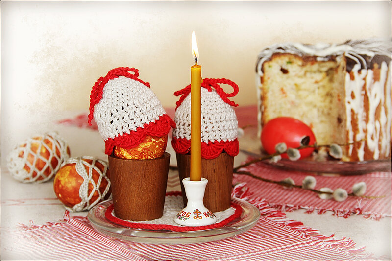 Decorated Easter Eggs — Red, Festive, Photograph, Candle