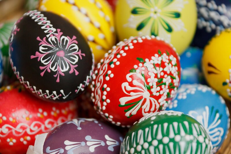 Decorated Easter Eggs — Red, Festive, Photograph, Flowers, Patterns