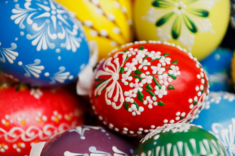 Decorated Easter Eggs — Red, Festive, Photograph, Flowers