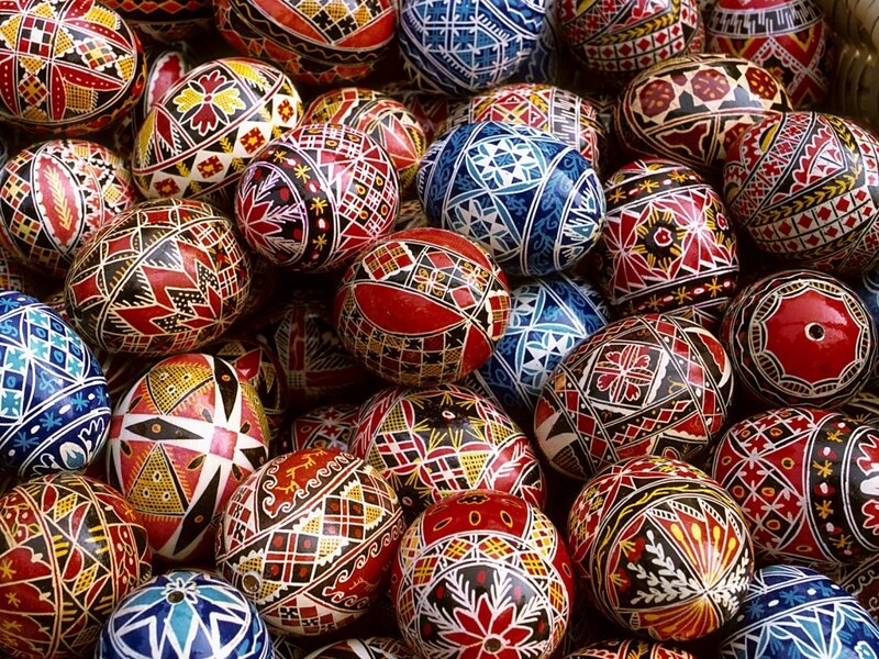 Decorated Easter Eggs — Red, Festive, Photograph, Patterns, Colors, Blue