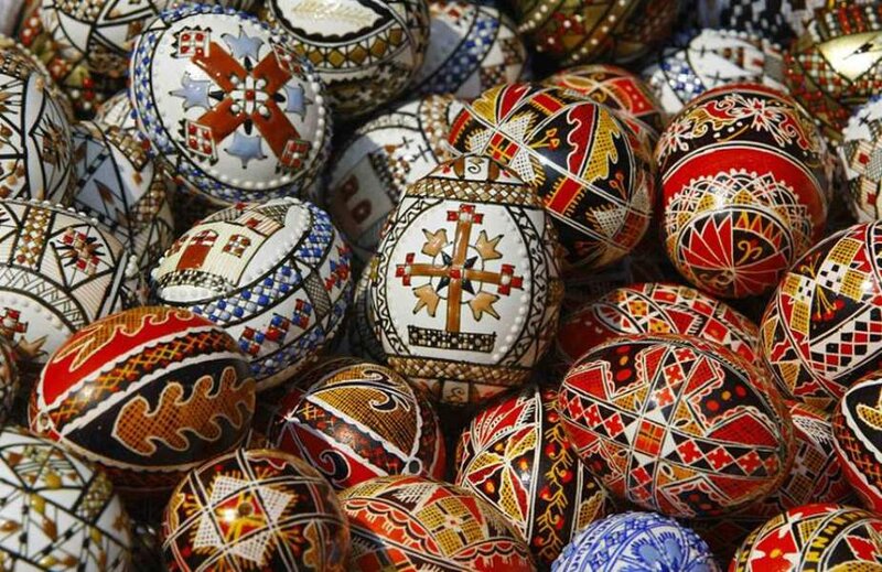 Decorated Easter Eggs — Red, Festive, Photograph, Patterns, Crosses