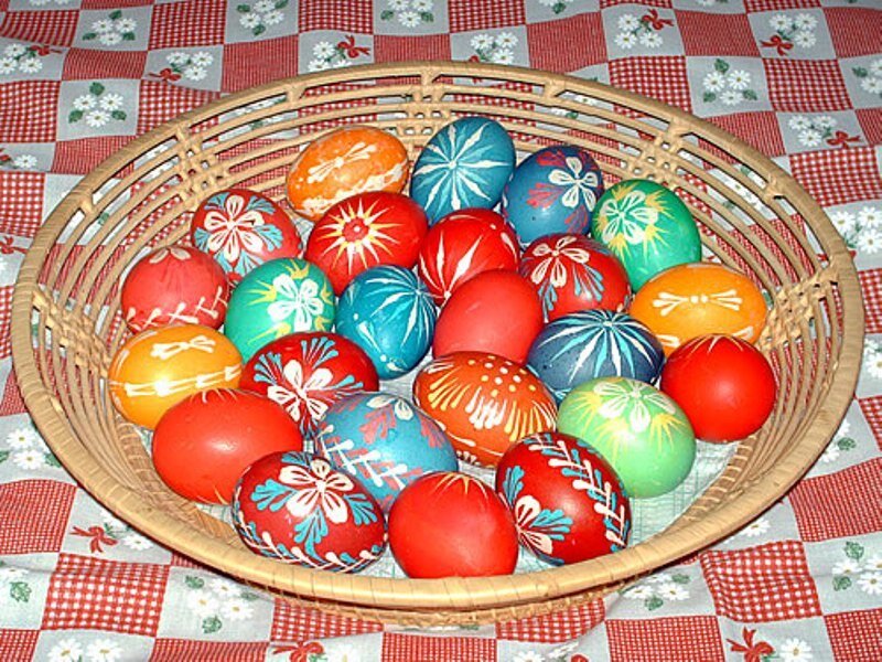 Decorated Easter Eggs — Red, Festive, Photograph