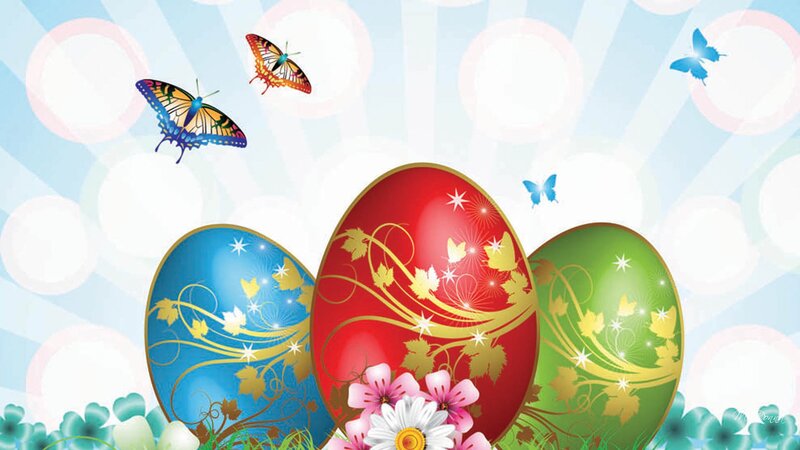 Decorated Easter Eggs — Red, Festive, Spring, Digital Art