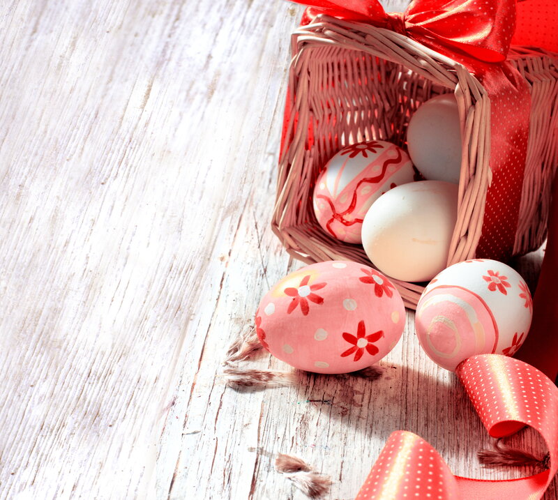 Decorated Easter Eggs — Red, Festive, Spring, Photograph, Basket