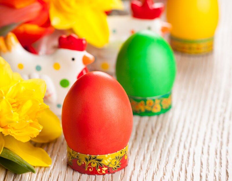 Decorated Easter Eggs — Red, Festive, Spring, Photograph, Flowers