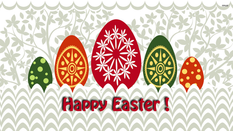 Decorated Easter Eggs — Red, Festive, Vector Art, Flowers