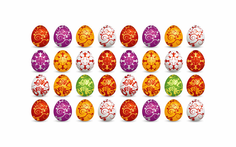 Decorated Easter Eggs — Red, Festive, Vector Art, Patterns