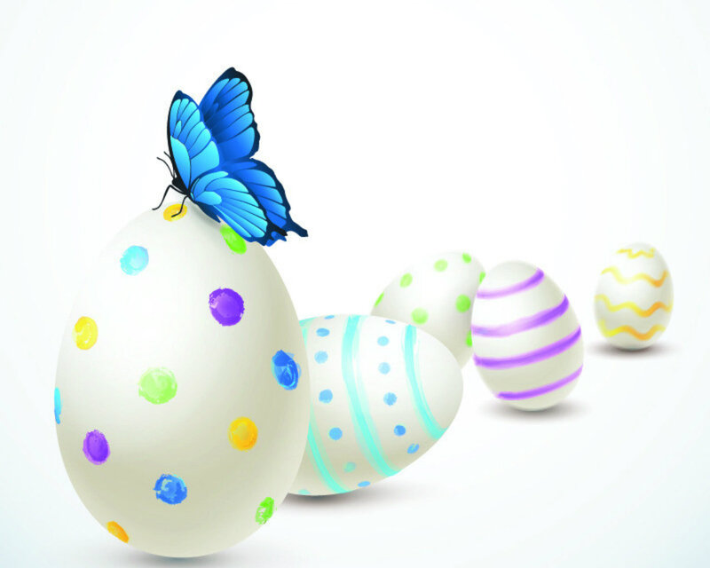 Decorated Easter Eggs — White, Festive, Digital Art