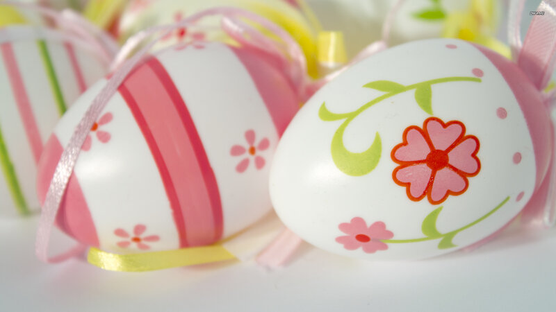Decorated Easter Eggs — White, Festive, Spring, Photograph, Ribbons