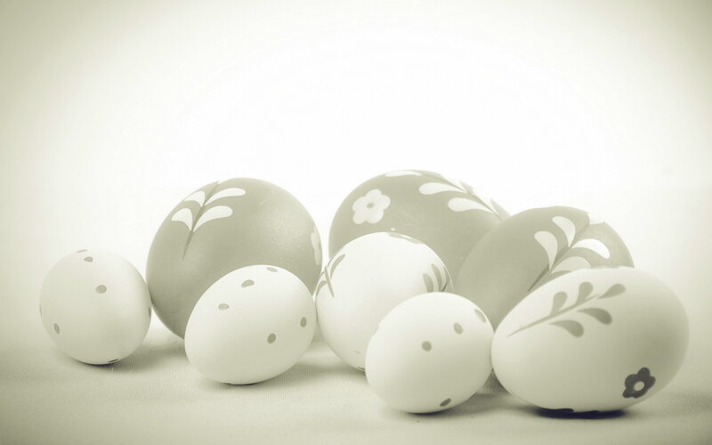 Decorated Easter Eggs — White, Serene, Photograph
