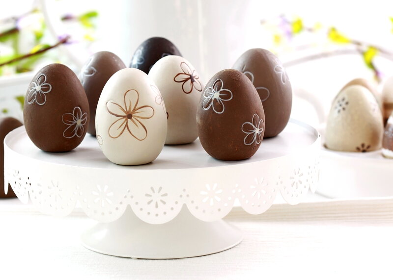 Decorated Easter Eggs — White, Serene, Spring, Photograph, Cake Stand