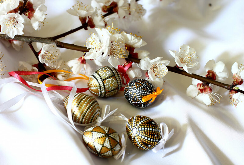 Decorated Easter Eggs — White, Serene, Spring, Photograph