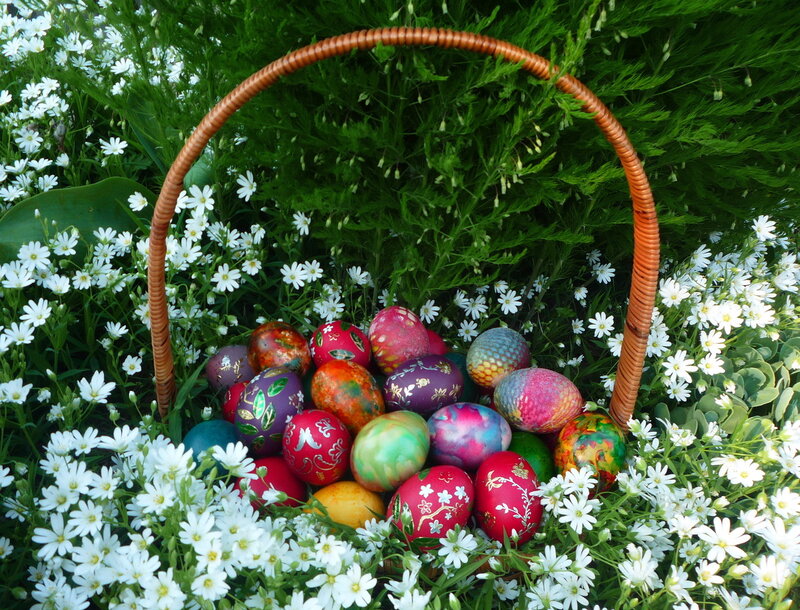 Decorated Easter Eggs — White, Serene, Spring
