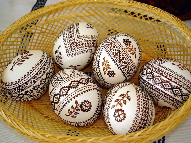 Decorated Easter Eggs — Yellow, Calm, Photograph, Basket