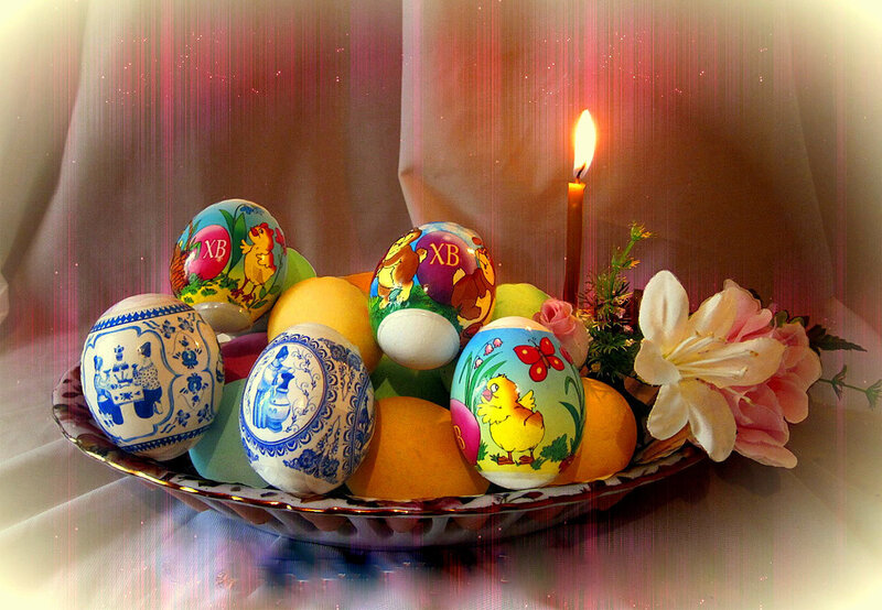 Decorated Easter Eggs — Yellow, Festive, Photograph, Candle