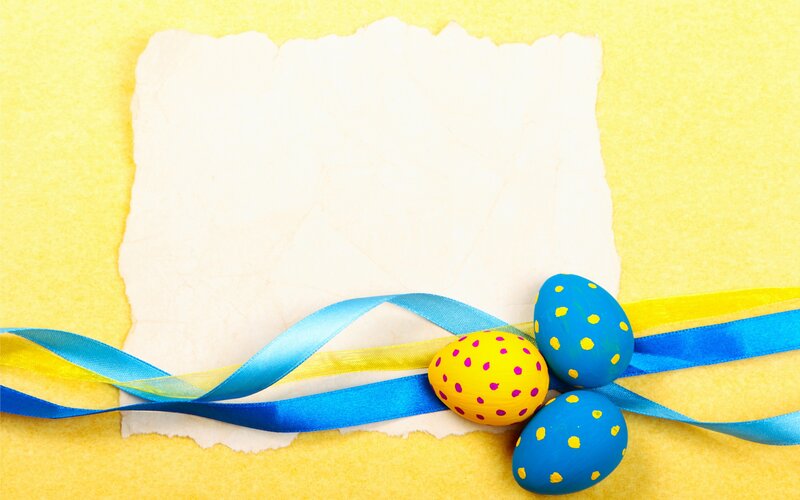 Decorated Easter Eggs — Yellow, Festive, Photograph, Ribbons