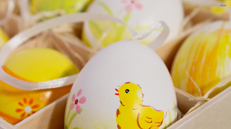 Decorated Easter Eggs — Yellow, Festive, Spring, Photograph, Chick