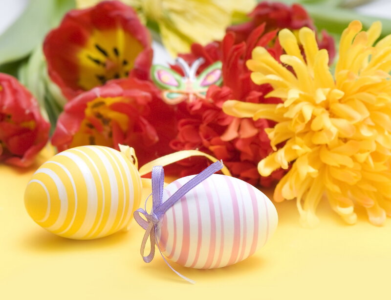 Decorated Easter Eggs — Yellow, Festive, Spring, Photograph, Flowers, Butterfly
