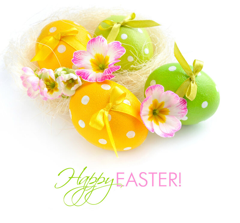 Decorated Easter Eggs — Yellow, Festive, Spring, Photograph, Flowers, Ribbons