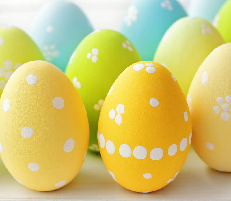 Decorated Easter Eggs — Yellow, Festive, Spring, Photograph, Polka Dots