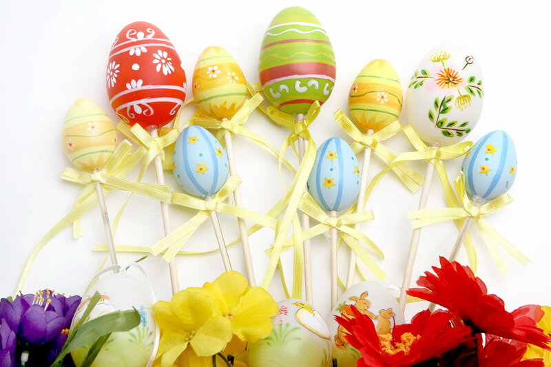 Decorated Easter Eggs — Yellow, Festive, Spring, Photograph, Ribbons, Flowers