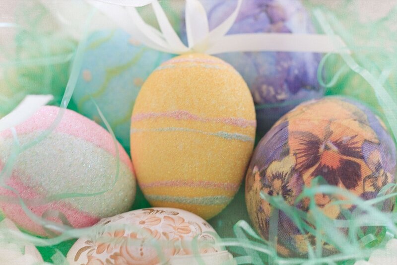 Decorated Easter Eggs — Yellow, Festive, Spring, Photograph, Ribbons