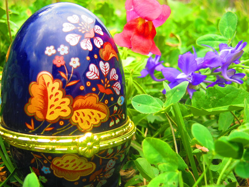 Decorated Egg in Grass