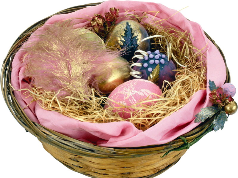 Decorated Eggs in Basket — Pink