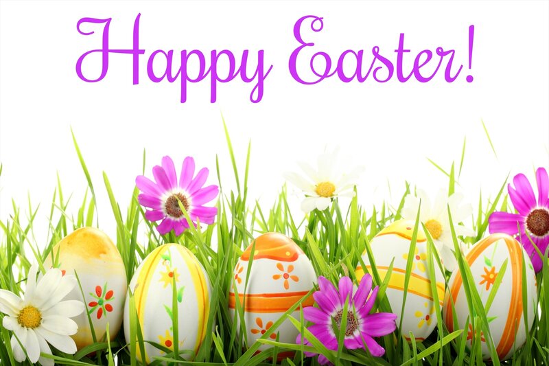 Decorated Eggs in Grass