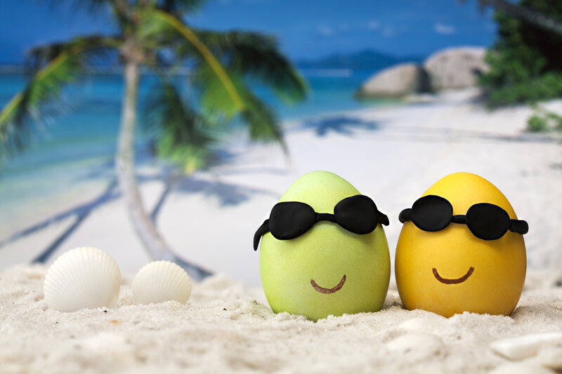 Decorated Eggs on Beach