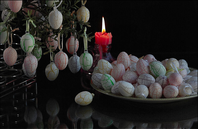 Decorated Eggs on Branch