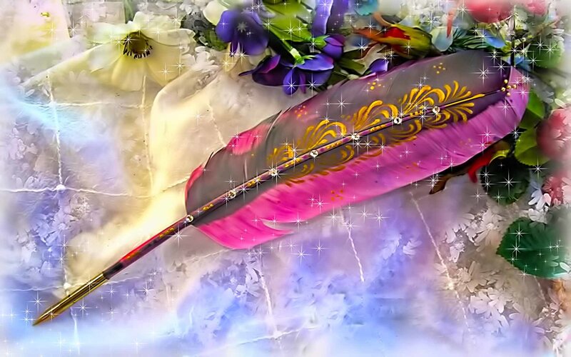 Decorated Feather Quill — Purple