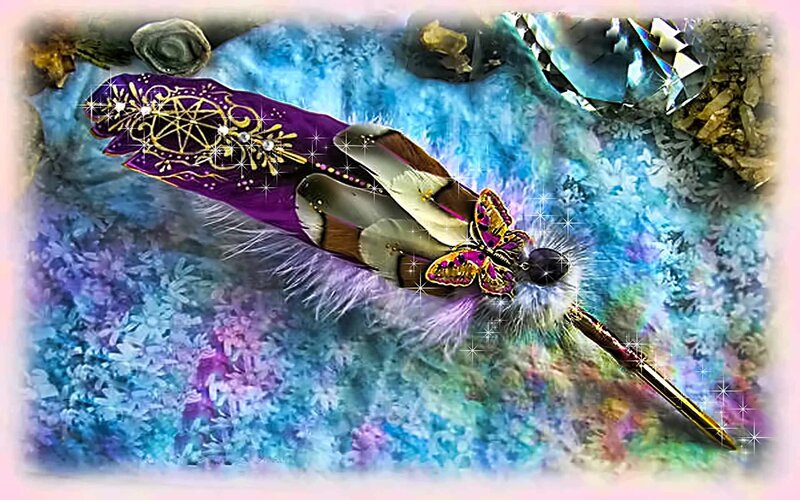 Decorated feather with butterfly